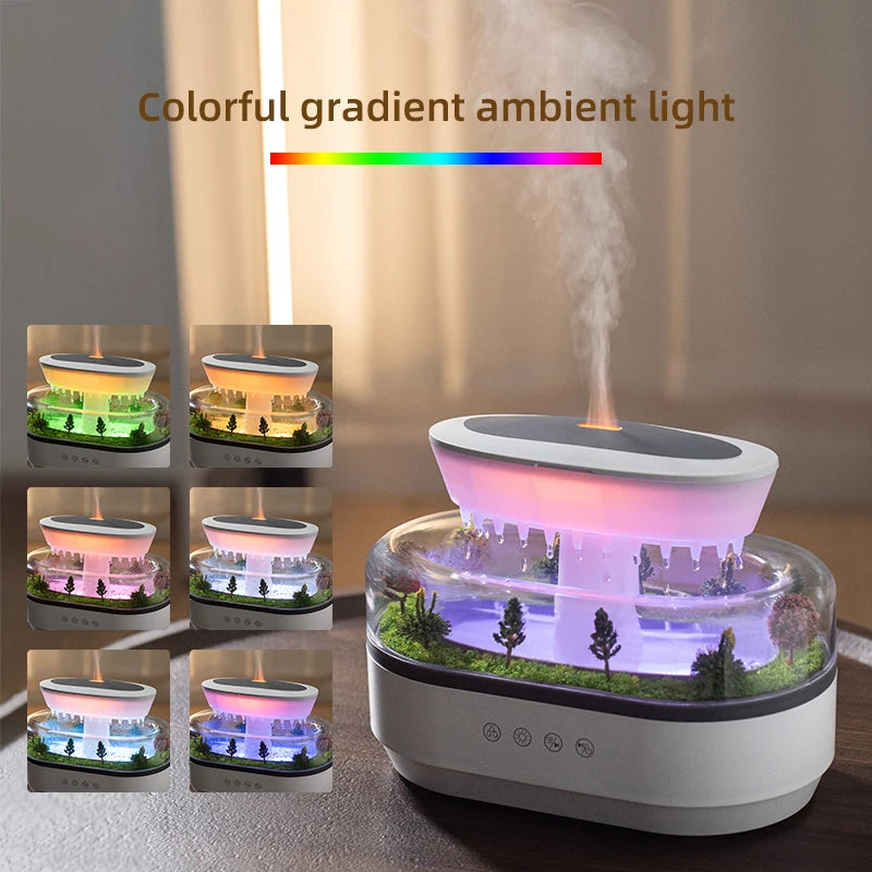 Raindrop Ultrasonic Aroma Humidifier & Essential Oil Diffuser – Colourful LED, White Noise