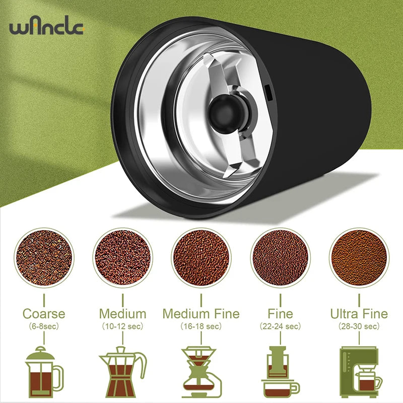 Electric Coffee Grinder 150W – Stainless Steel Blade, One-Touch, Grind Coffee Beans & Spices