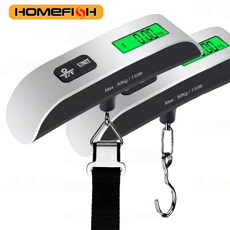 50kg Portable Digital Luggage Scale – Electronic Hanging Scale, 110lb, Travel Baggage Weighing