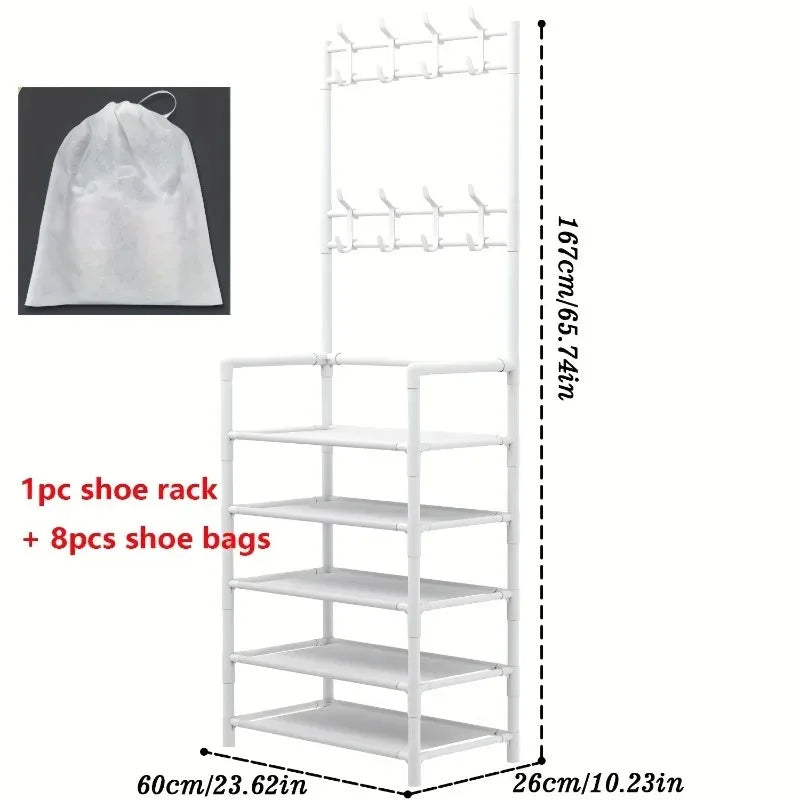 5-Level Metal Shoe Rack – Tool-Free Assembly, Multi-Purpose Storage for Hallway & Living Room