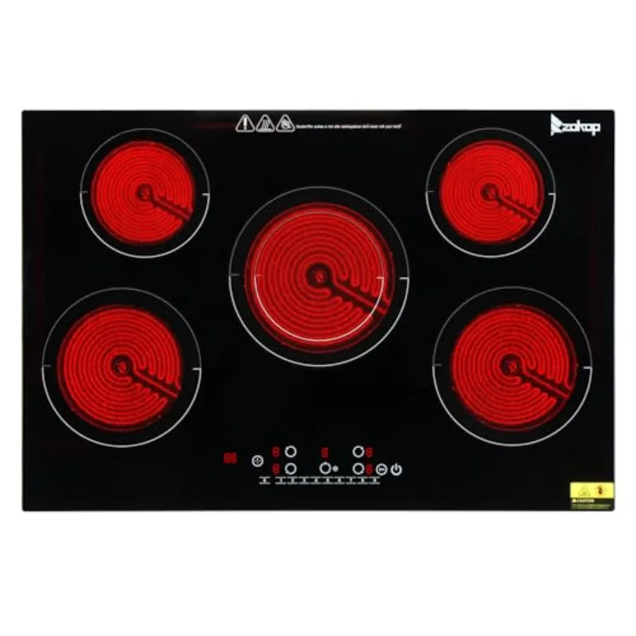 5-Burner Electric Ceramic Cooktop 30" – 9 Heating Levels, Kid Safety Lock, Touch Control