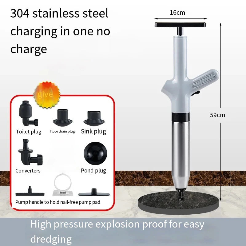 Manual Air Pressure Drain Unclogger – Clears Toilets, Sinks & Kitchen Drains Instantly