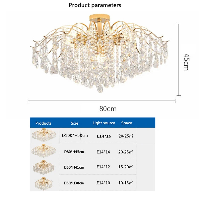 Modern Luxury Crystal Ceiling Chandelier – 3-Colour LED, 10/12/14 Heads, Living Room & Bedroom