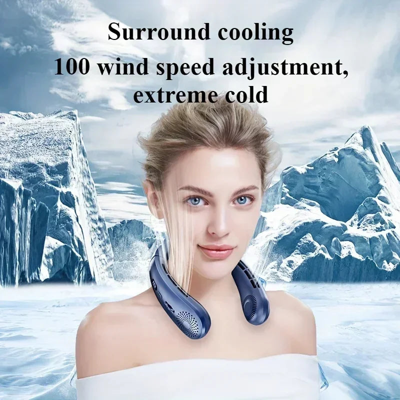 Wearable Neck Fan – 5-Speed Hands-Free, LED Light, Low Noise, Sports & Outdoor Use