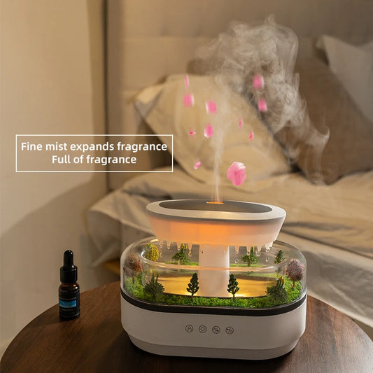 Raindrop Ultrasonic Aroma Humidifier & Essential Oil Diffuser – Colourful LED, White Noise