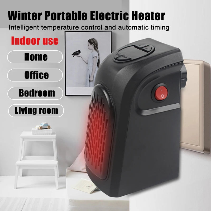 Portable Plug-In Wall Heater – 400W, Ceramic, Remote Control, 12Hr Timer, EU Plug