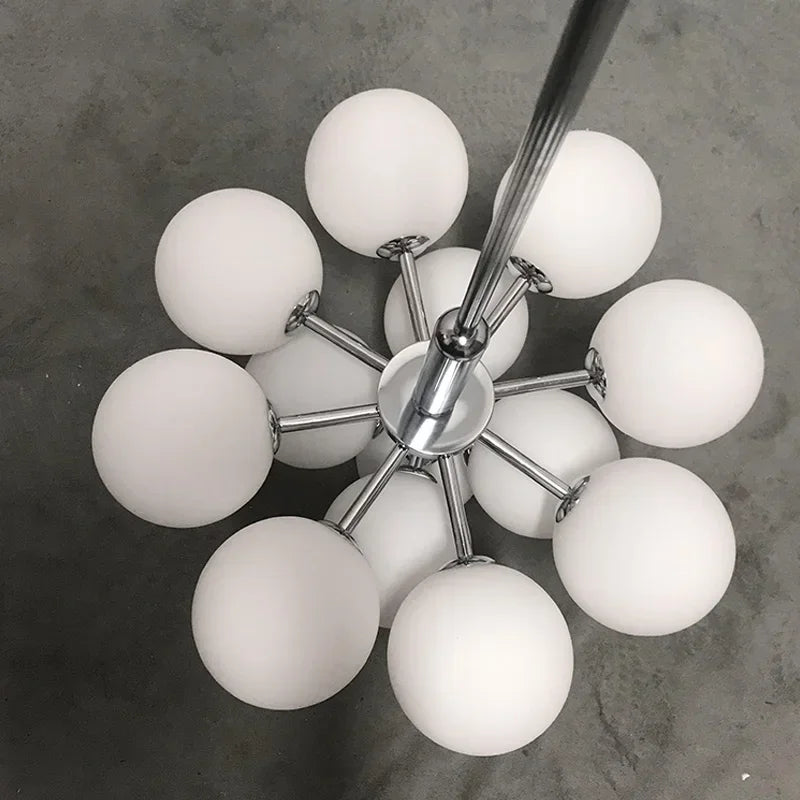 Modern Glass Pendant Chandelier – G9 LED, 5 or 13 Heads, Black / Brass / Chrome, Living & Dining Room