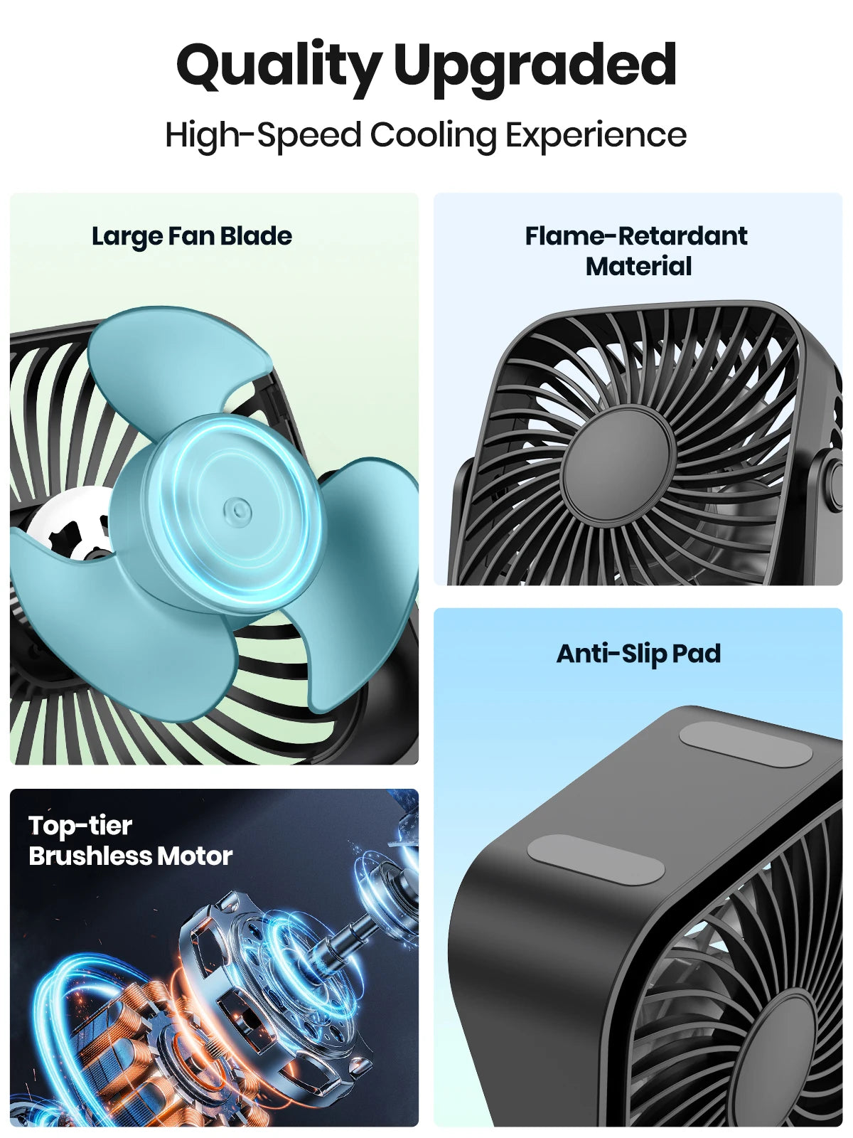 4-Inch USB Mini Portable Fan – 3-Speed, 360° Adjustable, Quiet Desk Fan for Home & Camping