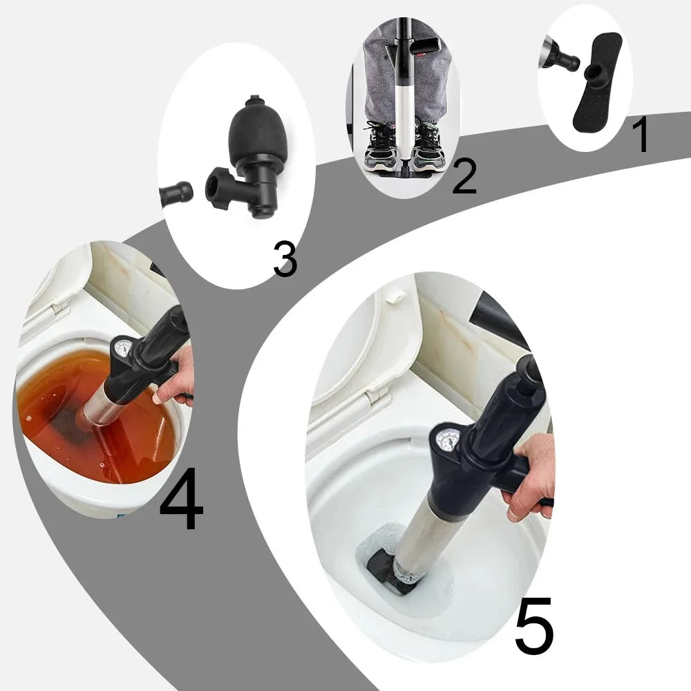 Manual Air Pressure Drain Unclogger – Clears Toilets, Sinks & Kitchen Drains Instantly