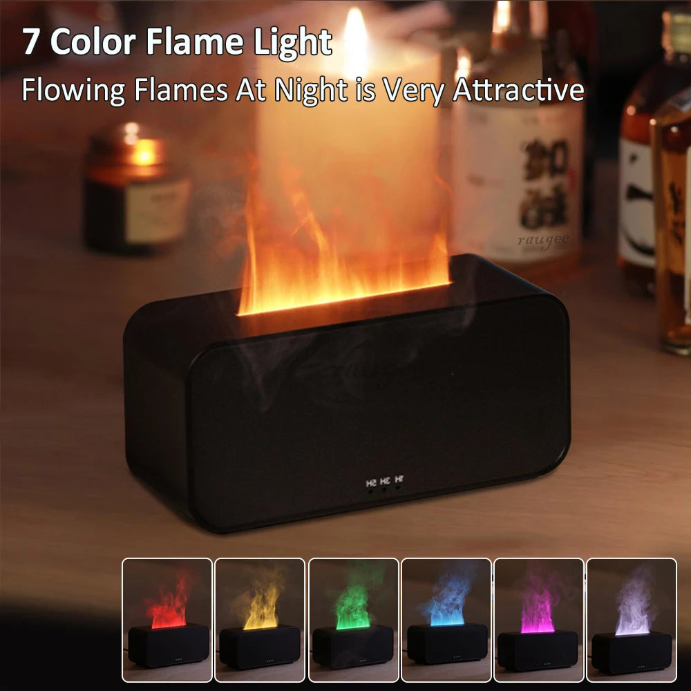 Flame Aroma Humidifier & Essential Oil Diffuser – 7-Colour LED, 120ml, Timer, Auto Shut-Off