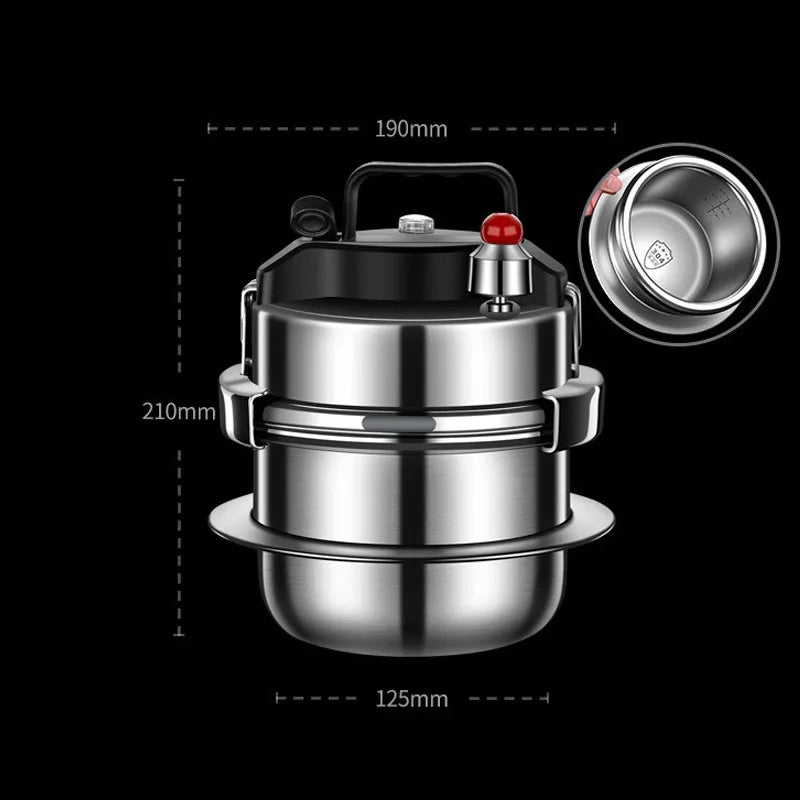 304 Stainless Steel Pressure Cooker 1.6L – Induction & Open Flame Compatible