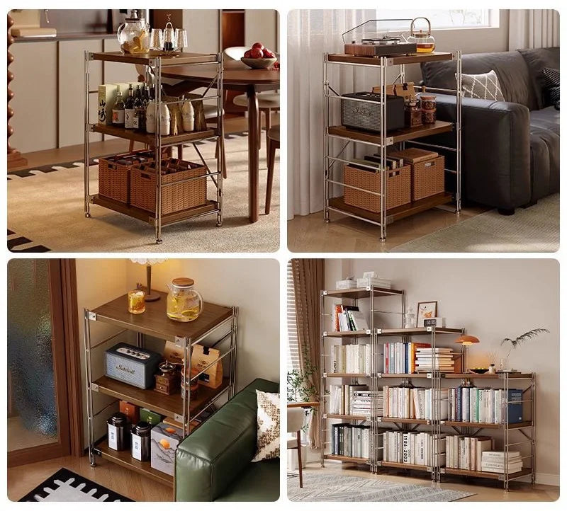Multi-Functional Storage Shelf Rack – 18mm Particleboard & Metal Frame, Multiple Sizes, Brown