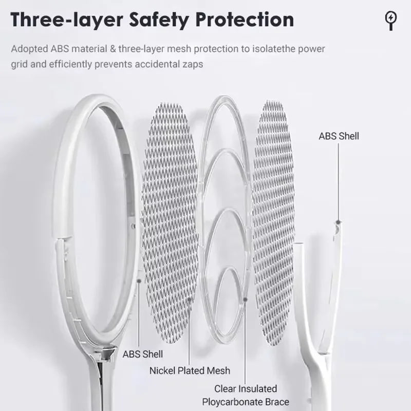 5-in-1 Electric Mosquito Swatter Racket – Fast Charging, Adjustable, Bug Zapper
