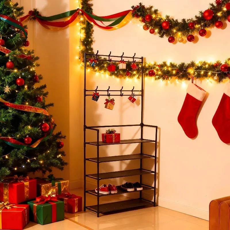 5-Level Metal Shoe Rack – Tool-Free Assembly, Multi-Purpose Storage for Hallway & Living Room