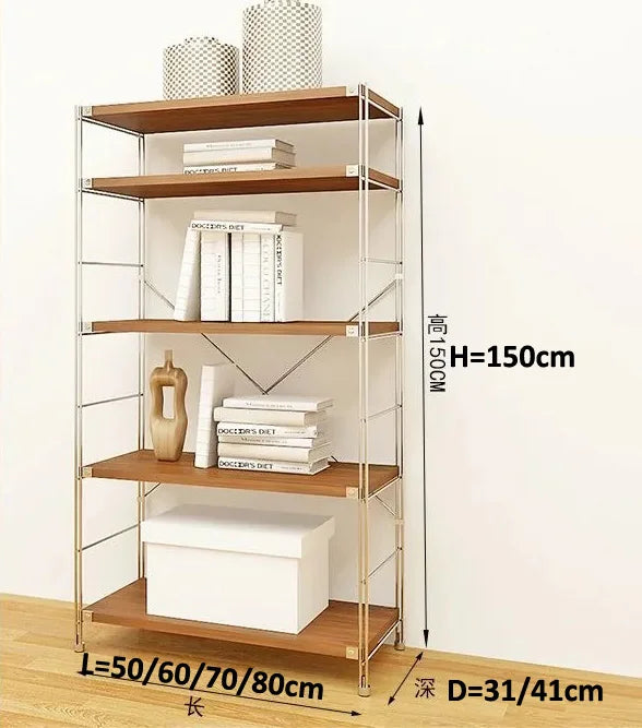 Multi-Functional Storage Shelf Rack – 18mm Particleboard & Metal Frame, Multiple Sizes, Brown