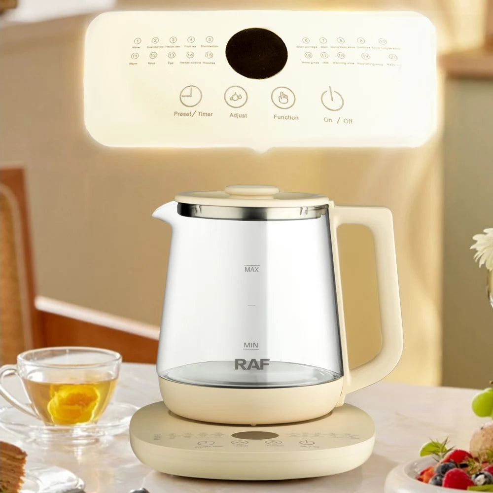 1.5L Multifunctional Electric Glass Kettle – Smart Temperature Control for Tea & Coffee