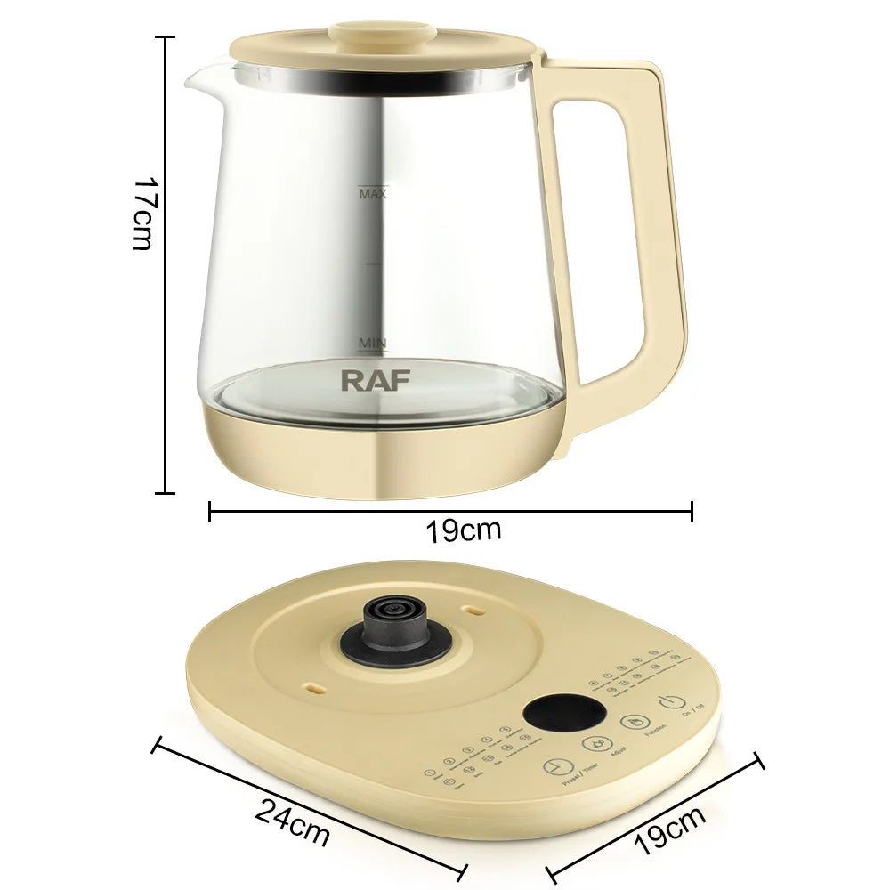 1.5L Multifunctional Electric Glass Kettle – Smart Temperature Control for Tea & Coffee